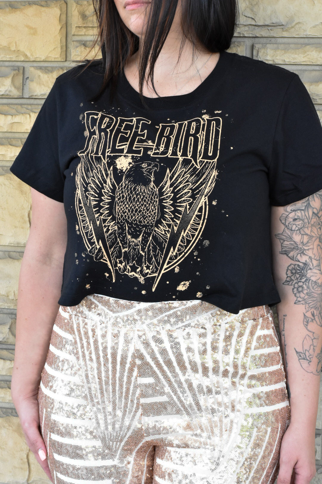 Free Bird Eagle Cropped Graphic Tee