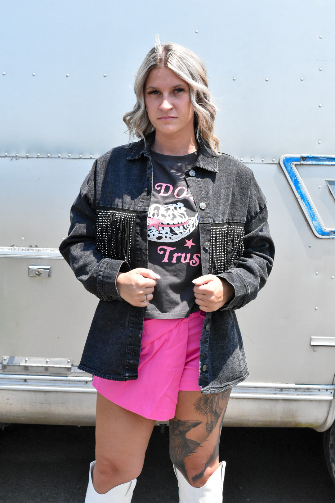 The Hailey Oversized Black Denim Jacket