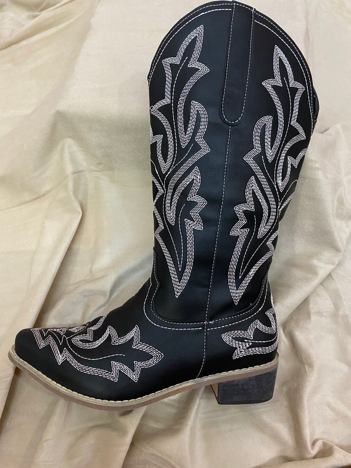 Take Me Downtown Black Embroidered Cowboy Boots