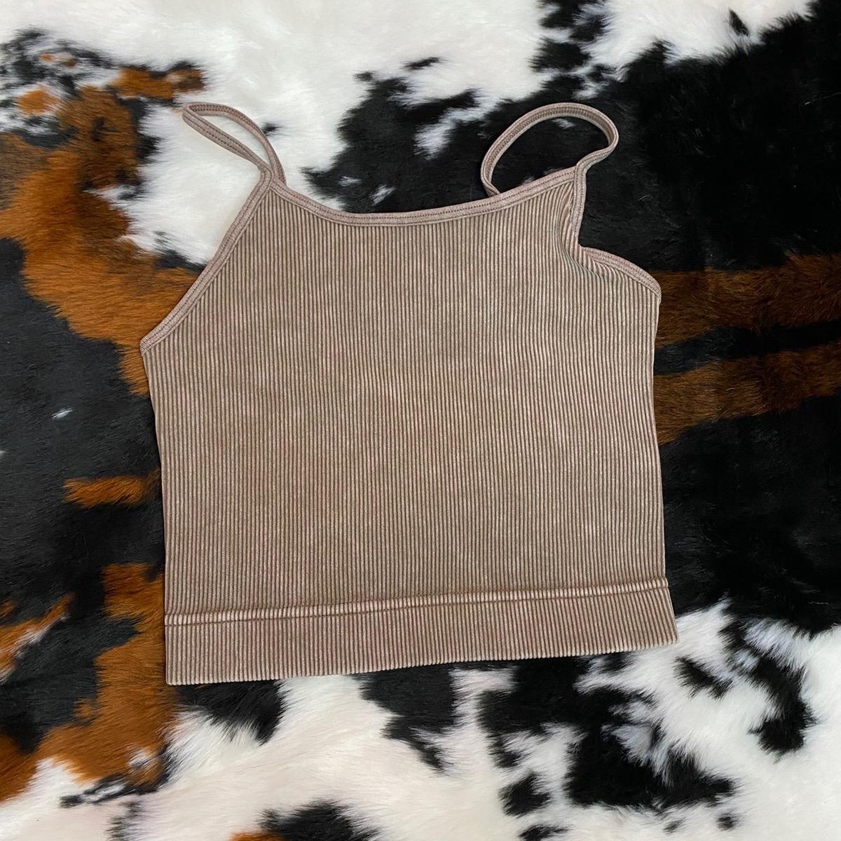 Ribbed Thin Strap Cropped Tank