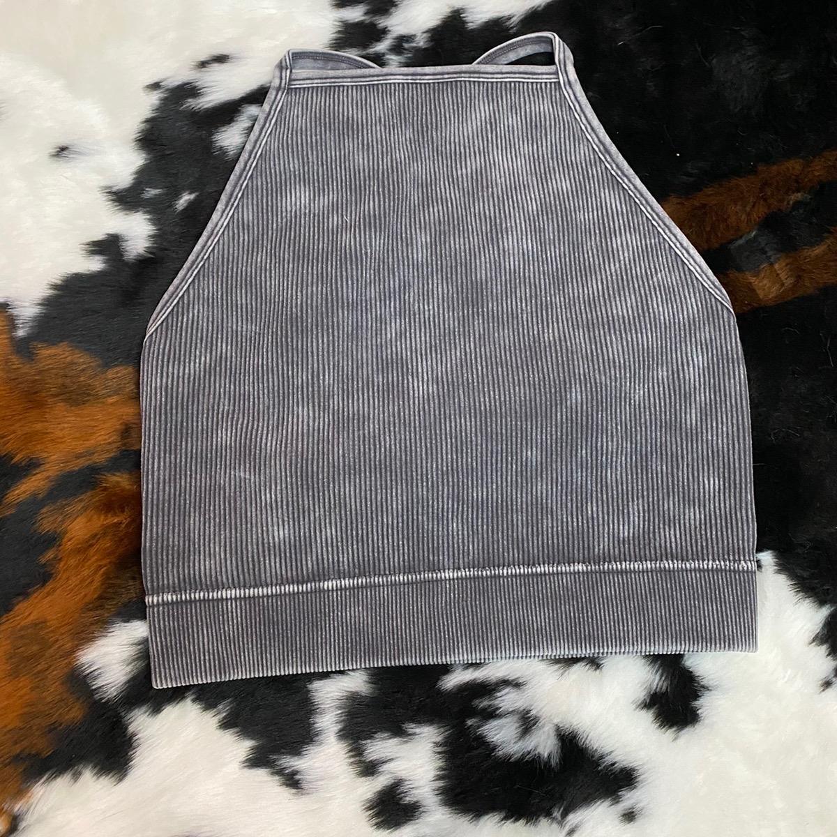 Ribbed Halter Neck Cropped Tank