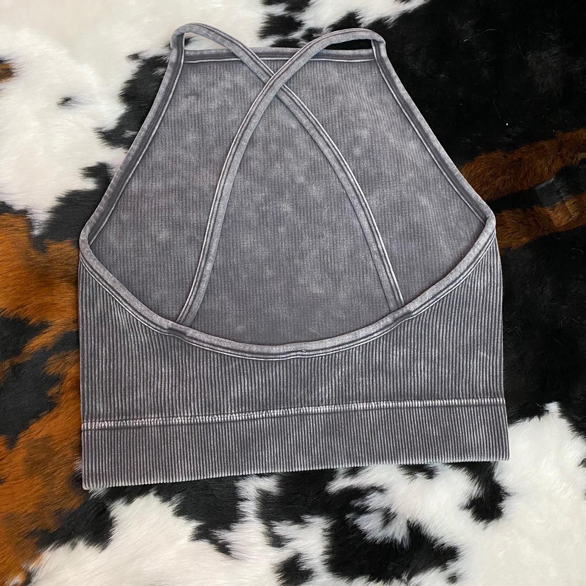 Ribbed Halter Neck Cropped Tank