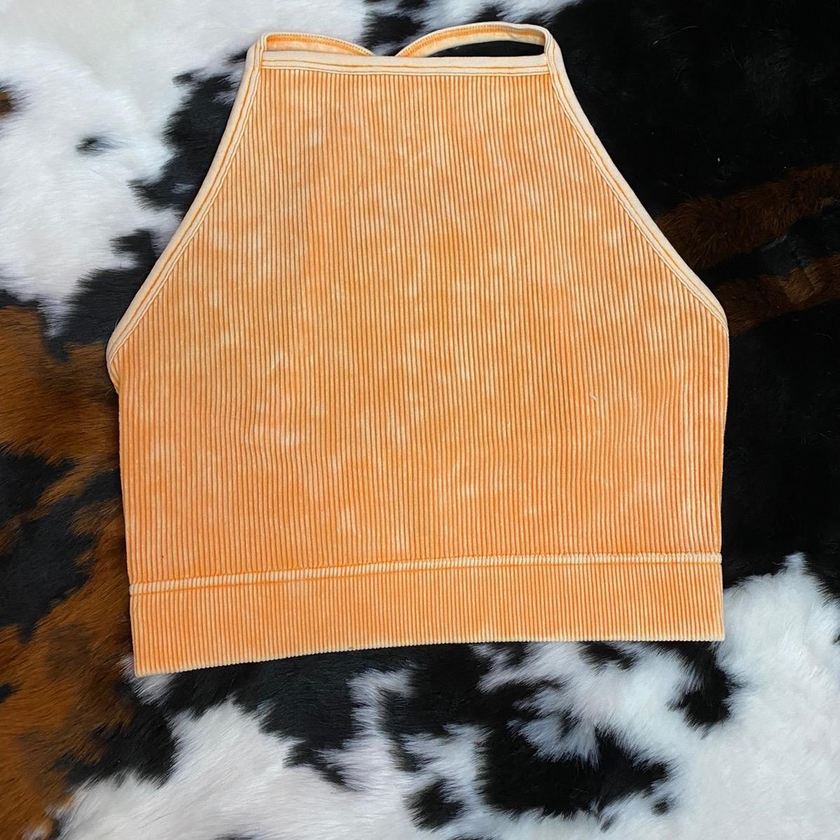 Ribbed Halter Neck Cropped Tank