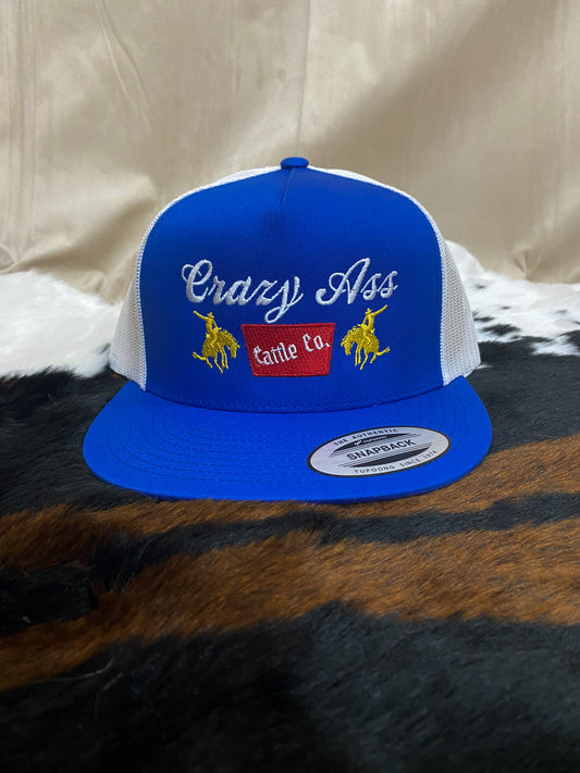 Royal Blue Crazy Ass Cattle Co Truckers Hat
