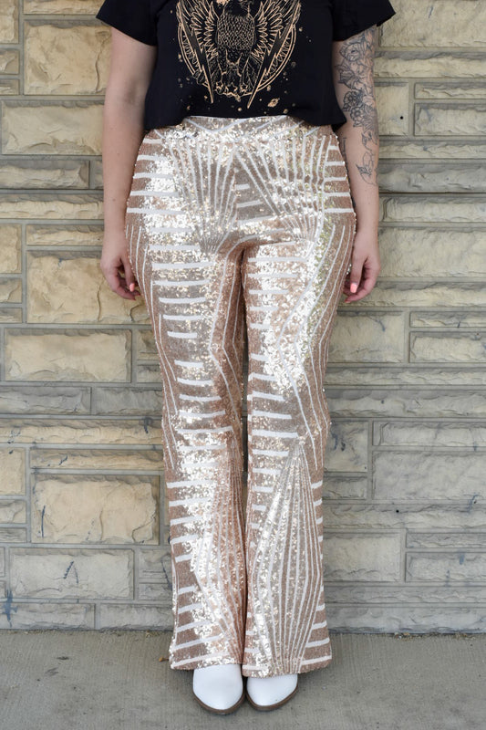 Lainey Sequin High Rise Flare Pants