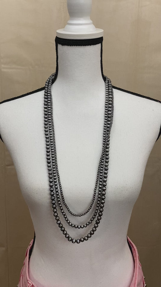 Navajo Pearl Long Layered Necklace
