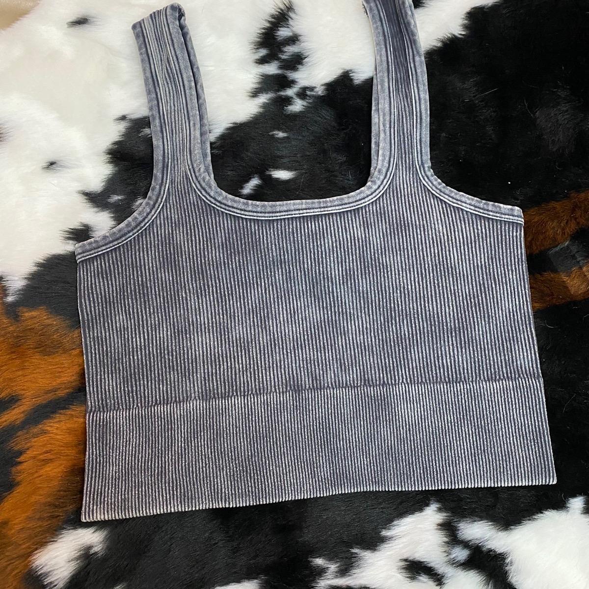 Ribbed Scoop Neck Cropped Tank