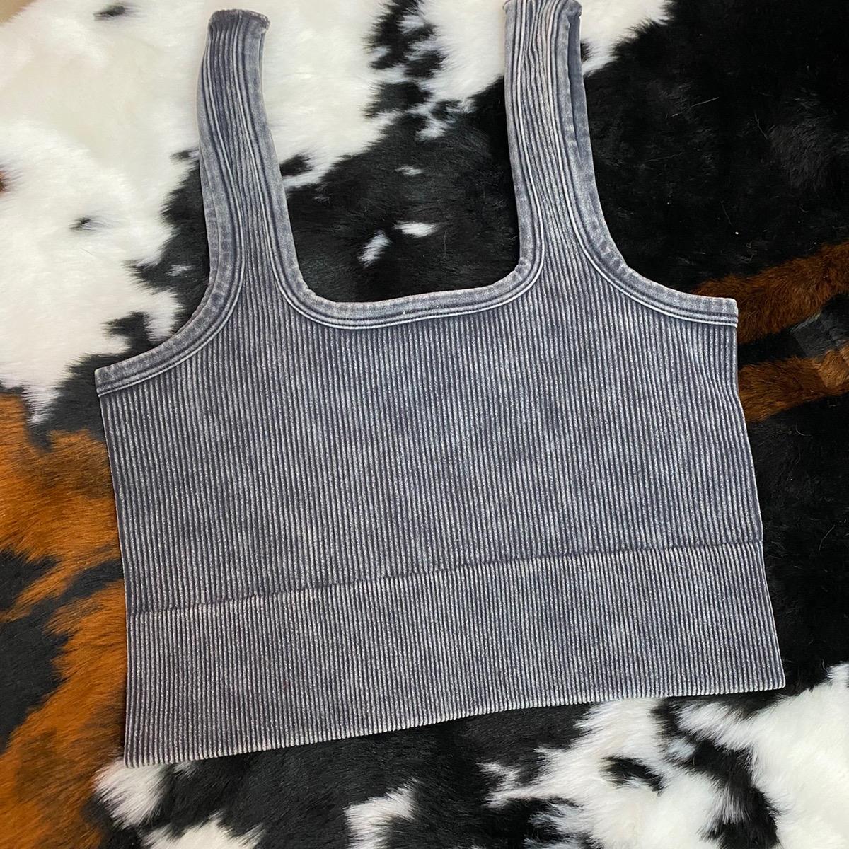 Ribbed Scoop Neck Cropped Tank