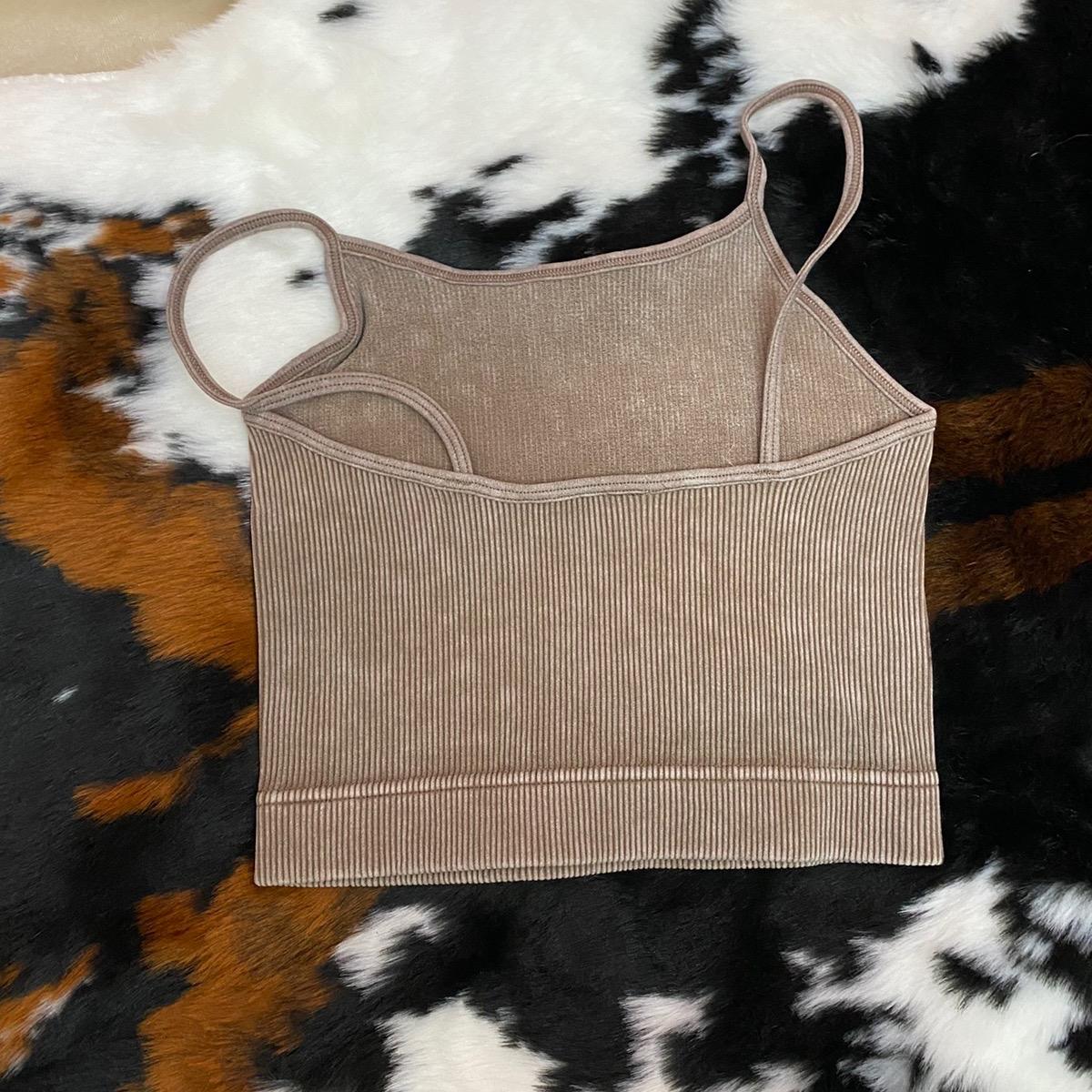 Ribbed Thin Strap Cropped Tank