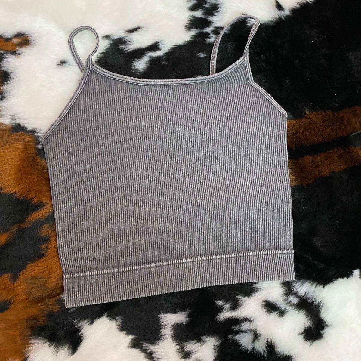 Ribbed Thin Strap Cropped Tank