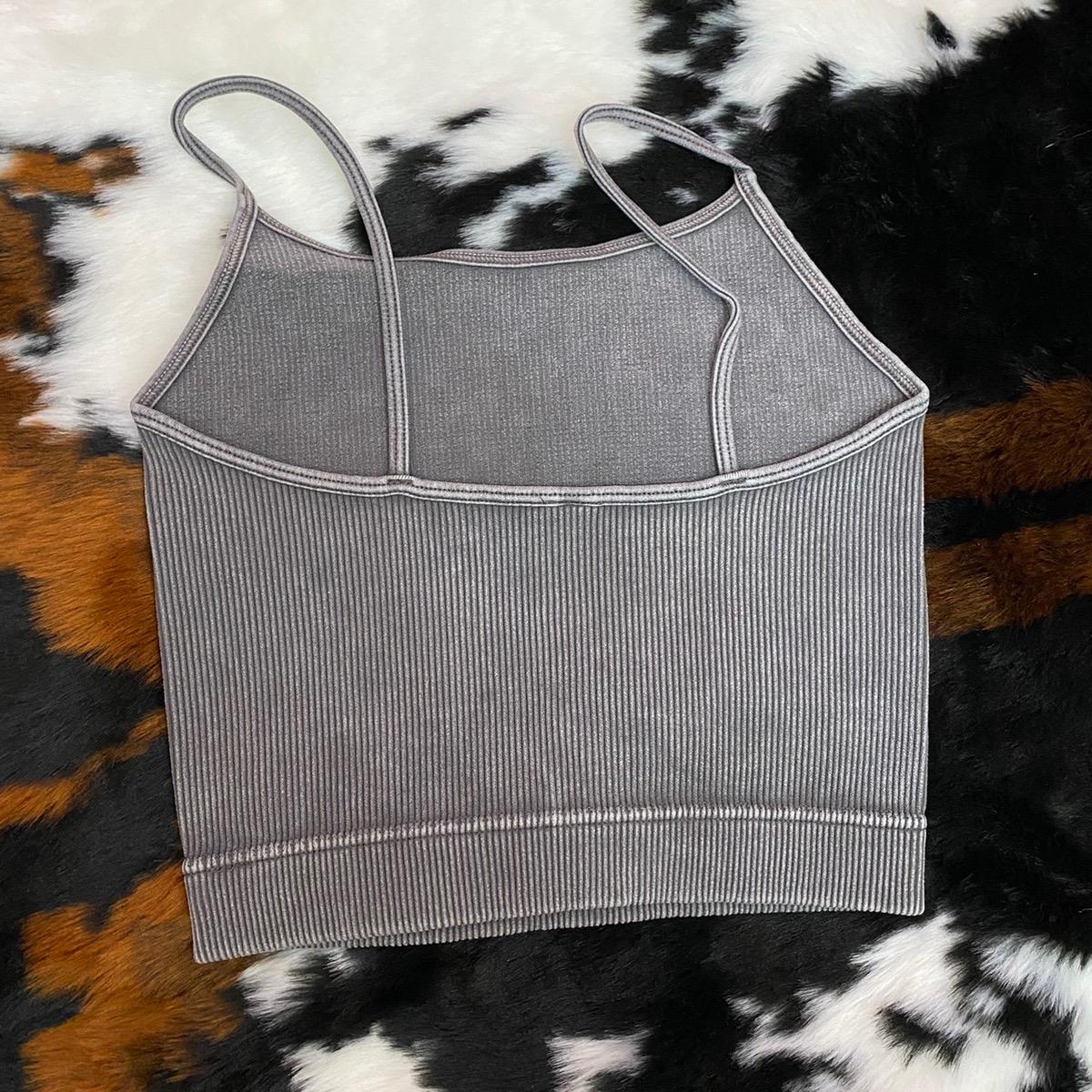 Ribbed Thin Strap Cropped Tank